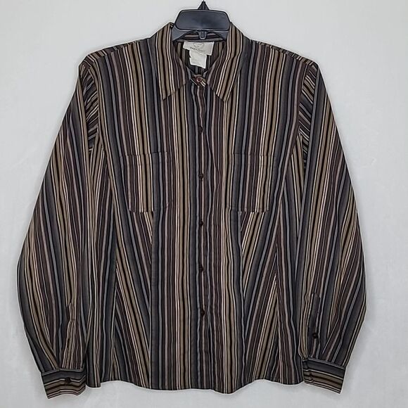 Voyage by Marina Rinaldi Stripe Button Down Shirt Size 25 - Picture 1 of 6